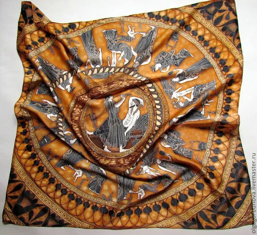 Древняя Индонезия батик. Платок. Старинные платки. Платок в стиле батик.