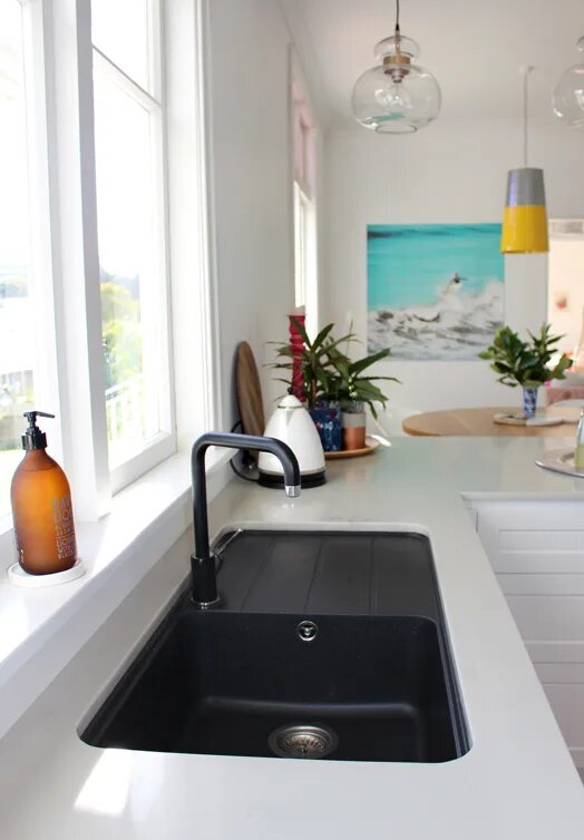 Gallery Black kitchen taps, White kitchen sink, White undermount kitchen sink