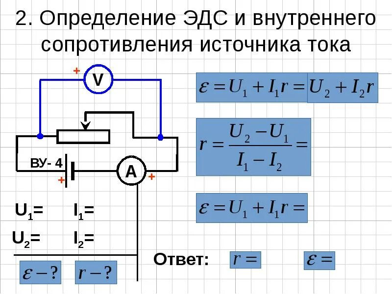 Внутреннее сопротивление в цепи возникает. Внутреннее сопротивление источника тока формула. Внутреннее сопротивление источника тока схема. Измерение ЭДС И внутреннего сопротивления источника тока схема. ЭДС И внутреннее сопротивление источника тока.