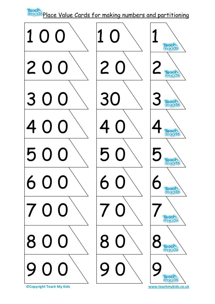 Make number. Place value cards. make the numbers. to partition numbers.