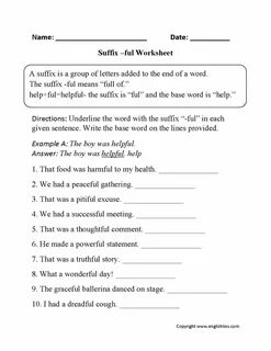 Suffixes worksheets