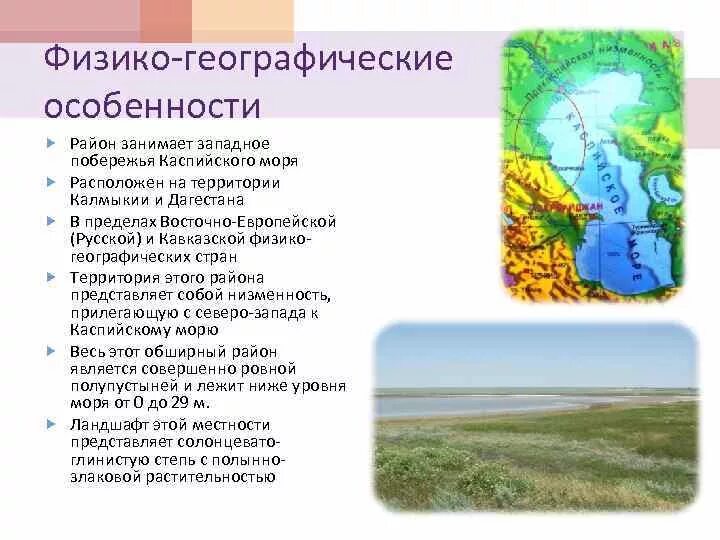 К какому физико географическому району. Физико-географические особенности района. Каспийский район географическое положение. Географическая характеристика Каспийского района. Физико-географическая характеристика Каспийского моря.