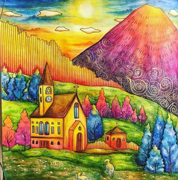 Ласло кодай художник картины. Королевство цветов. Сказочная страна. Батик домики. Картины с мелкими деталями.