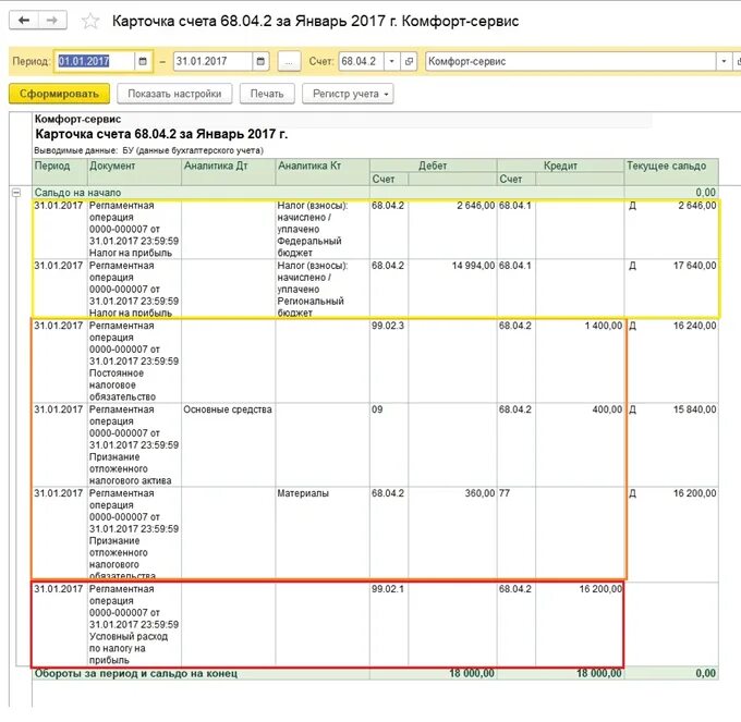 Где отражается налог на прибыль. Карточка счета 68 НДФЛ. Проводки по транспортному налогу в 1с карточка счета 20. Налог на прибыль в 1с. Карточка счета 84 за квартал.