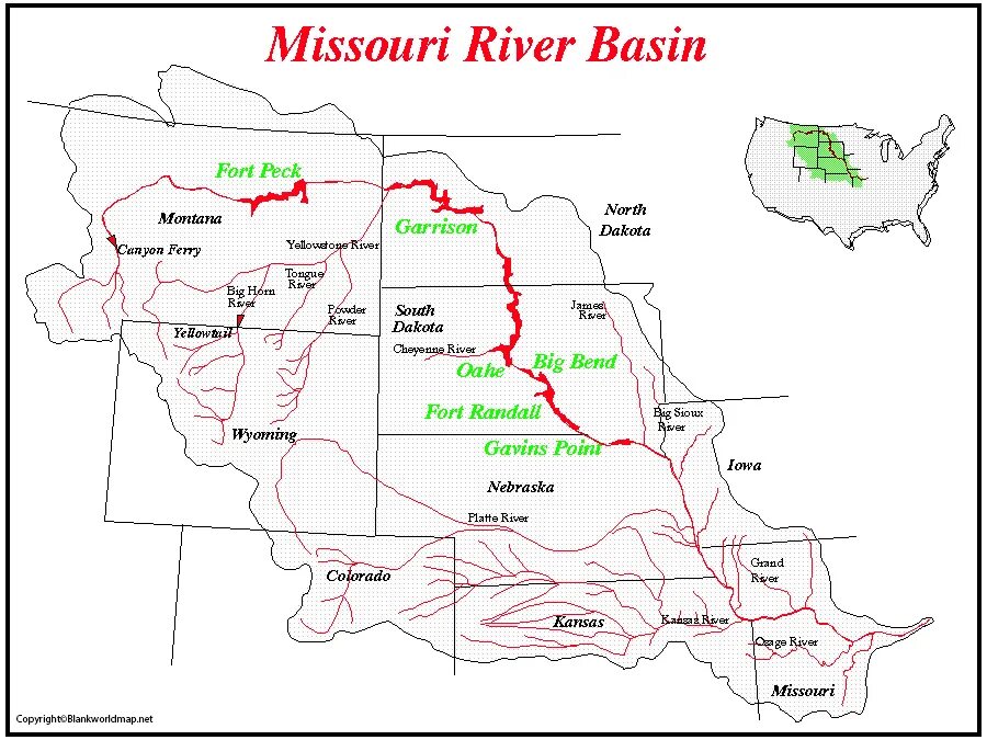 Какое питание имеет река миссури. Река Миссури на карте. Missouri River на карте.