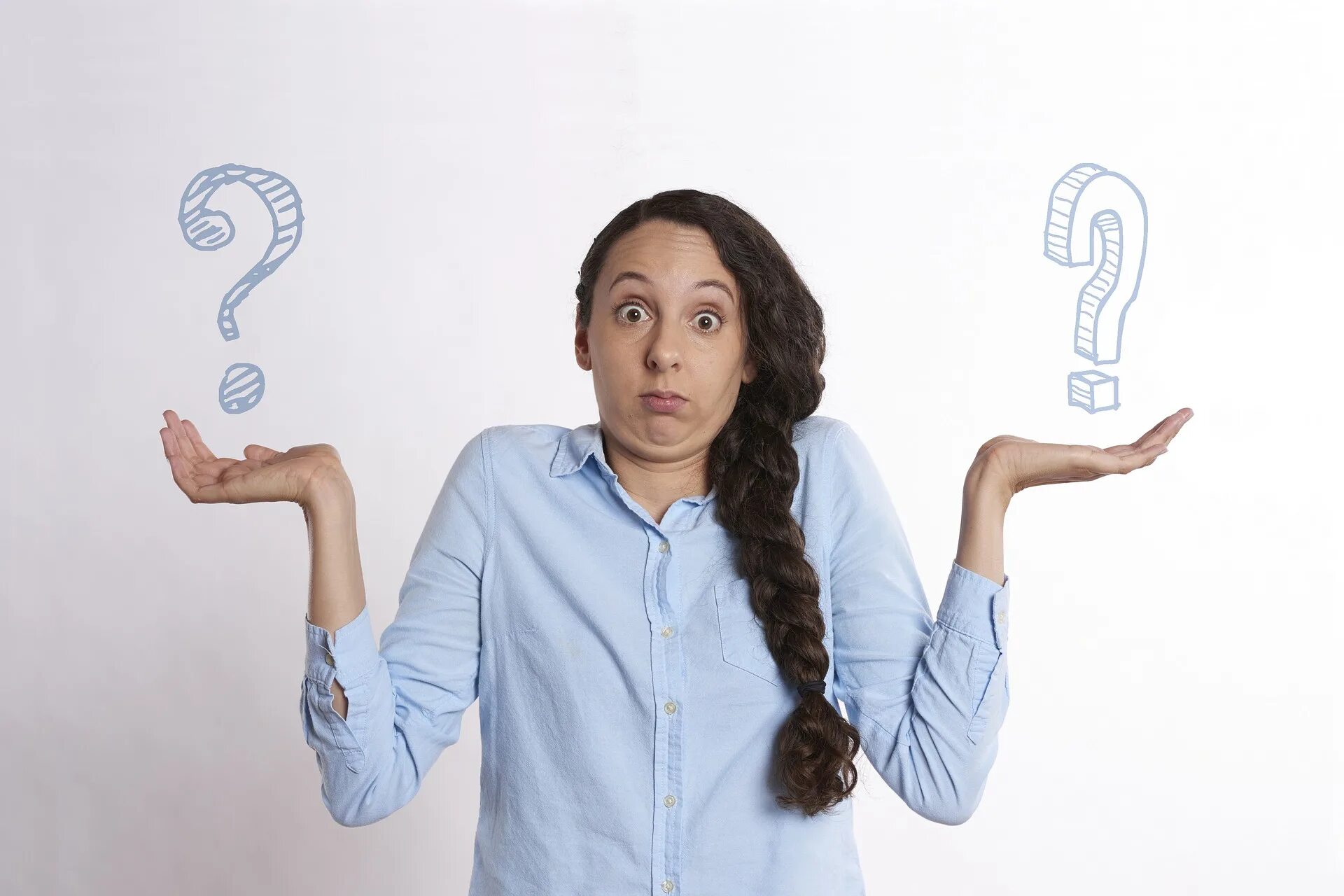 Then decide. Девушка в растерянности. Человек в недоумении. Человек в растерянности. Девушка объясняет.