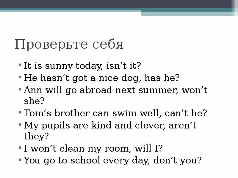 Разделительные вопросы he has got aрarrot. Is it Sunny today ответ. Disjunctive questions правило. Disjunctive questions что делать если вначале стоит you won't.