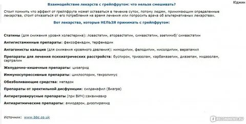 Грейпфрут и лекарства совместимость