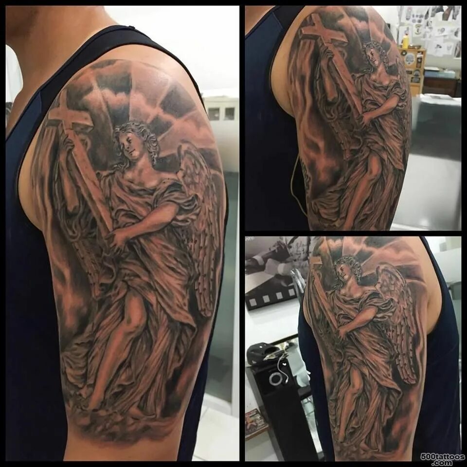Black & Grey Archangel Michael St michael tattoo, Tattoos, Archangel tattoo