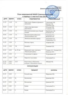 Мероприятия в средней школе