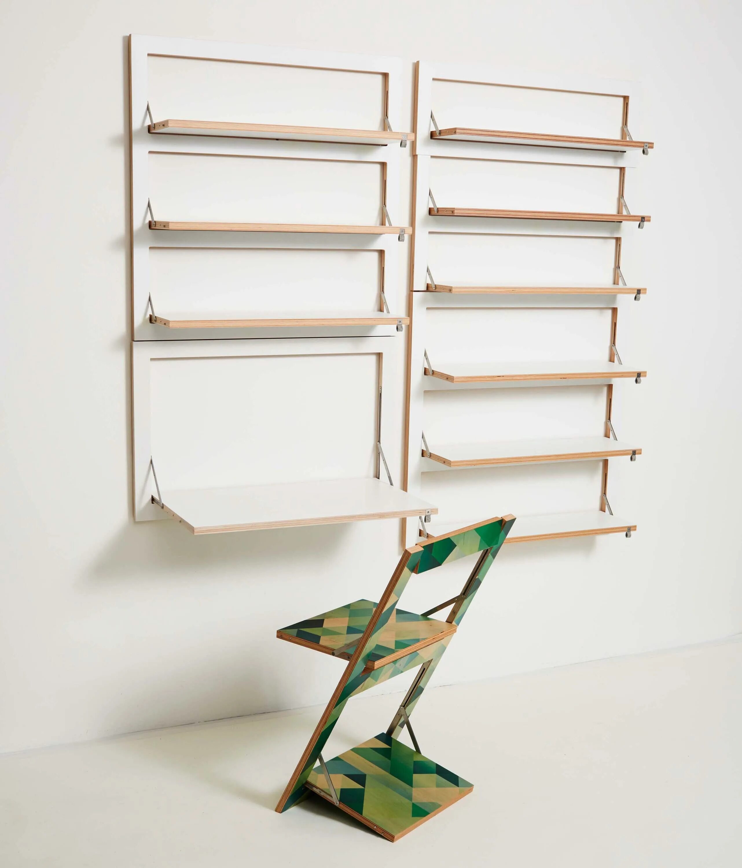 Кронштейн складной 136х342 мм для деревянных полок, белый (2 шт. Полочка складная настенная. Складная полка. Откидная полочка на стену. Складная полка.