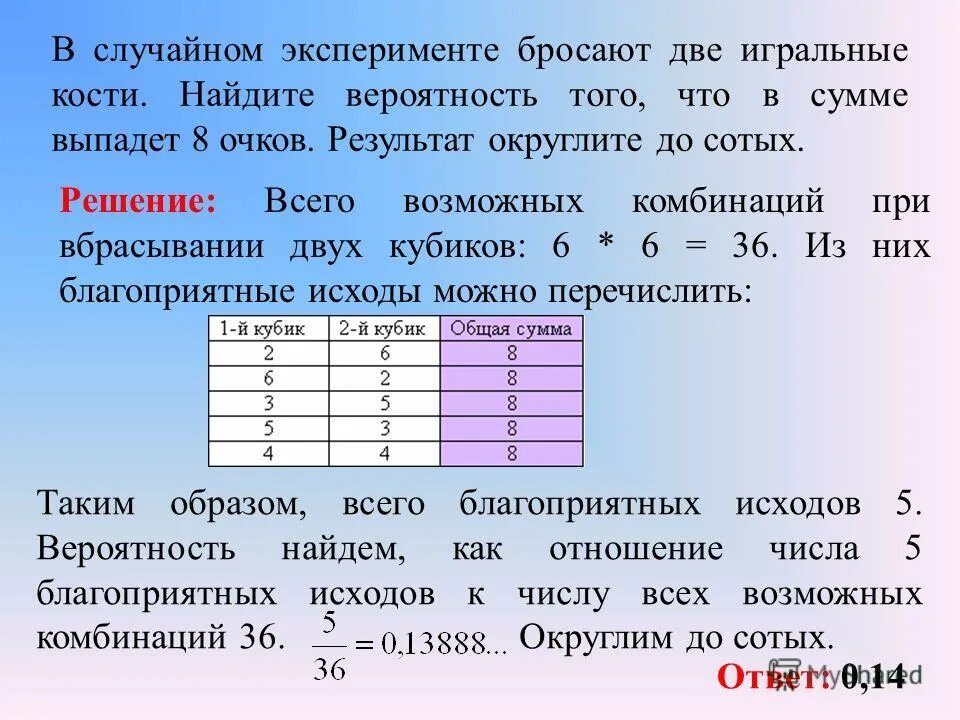 Бросают три игральные. В случайном эксперименте бросают две игральные кости.