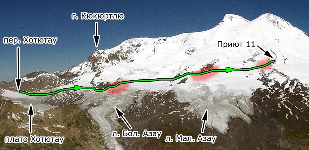 Расстояние азау. Эльбрус Азау карта. Перевал Хотютау карта. Эльбрус Долина Азау. Эльбрус высота приют 11 высота.