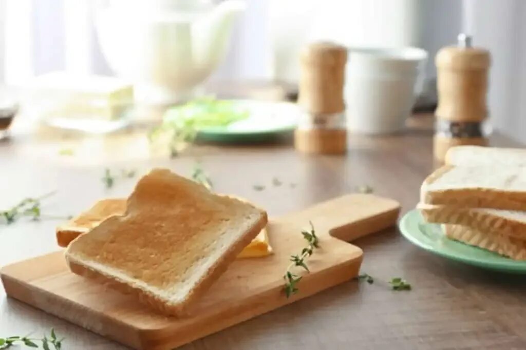 There bread on the table