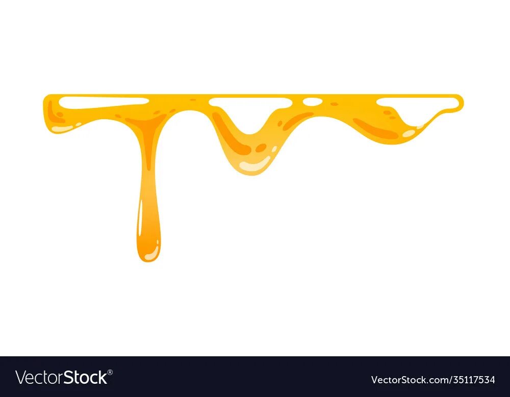 Honey dripping part. Flowing honey.