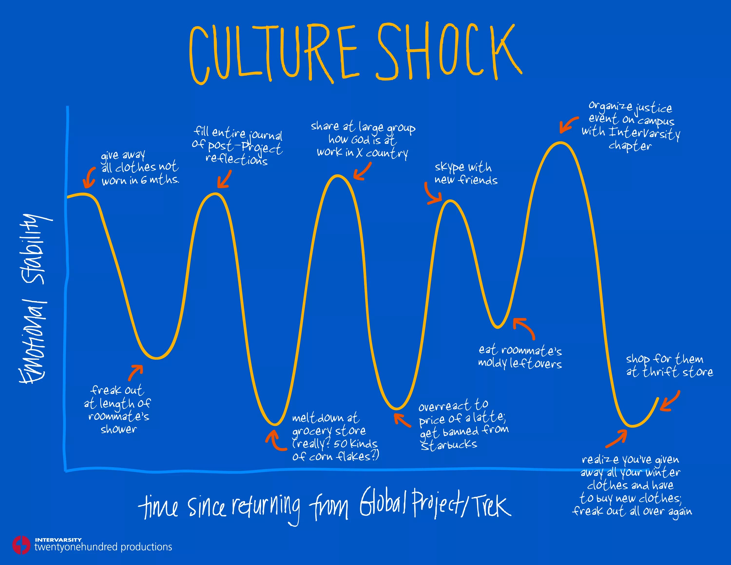 A bit of a shock. Stages of culture shock. cultural shock stages. culture shock phases. culture shock curve.