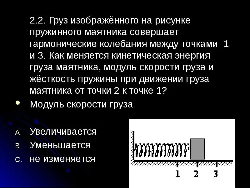 Груз изображенного на рисунке пружинного