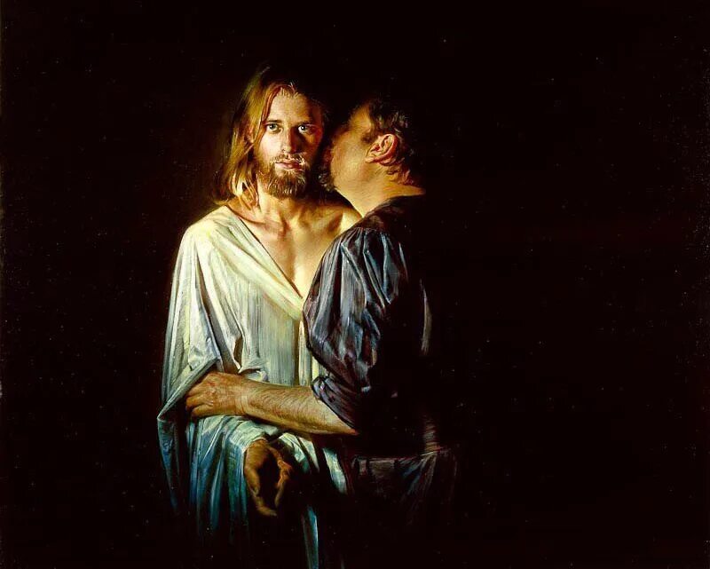 Почему иуда христа. Иисус Христос и Иуда Искариот. Поцелуй Иисуса с Иудой. Иуда целует Христа картина. Поцелуй Христа и Иуды.