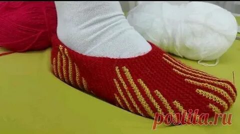 Вязание тапочек укороченным рядом