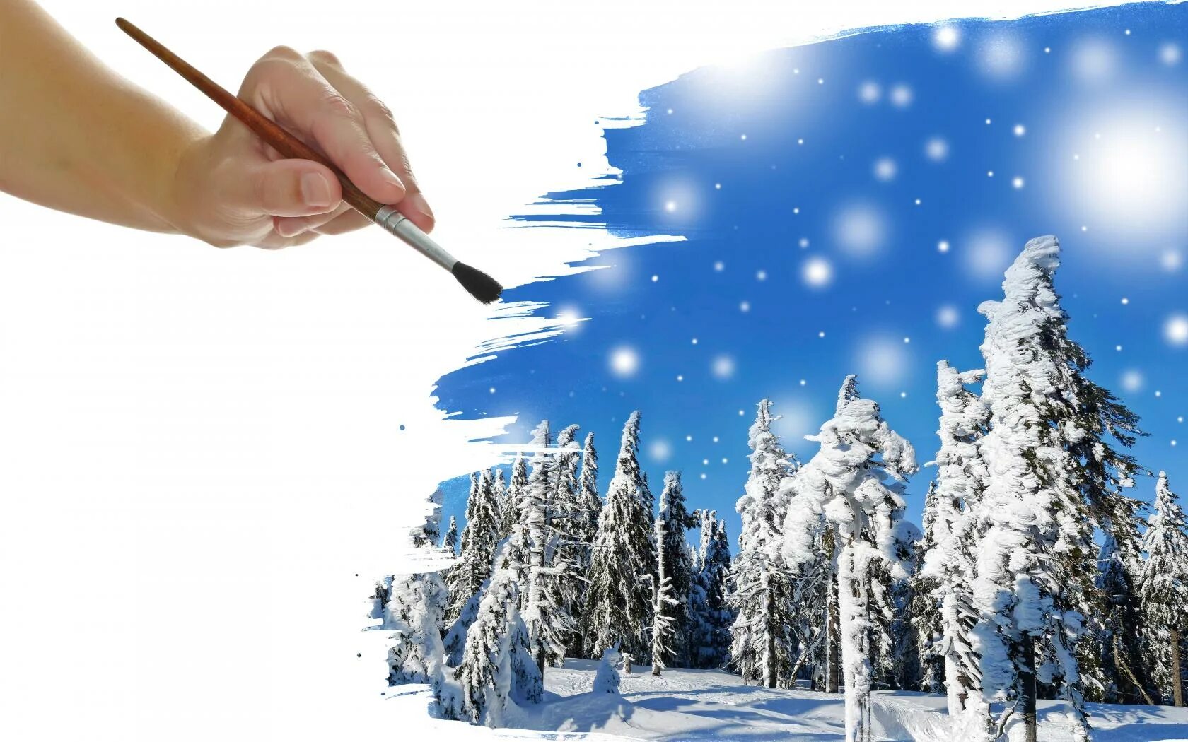 Зимний день ответы. Зима красками. Кисти краски зима. Художник рисует зиму. Зимний пейзаж кистью.