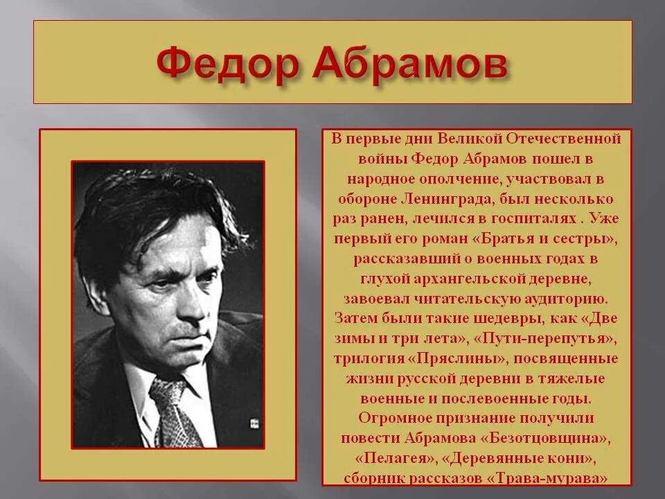 Краткие произведения абрамова. Ф. Абрамов. Писатель. Абрамов фёдор Александрович (1920 — 1983) — русский Советский писатель. Абрамов Архангельск писатель.