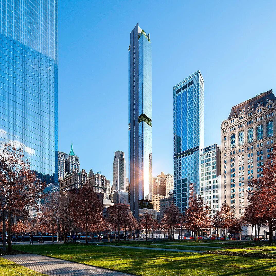 Небоскреб какого года. Даунтаун нью йорк. высотки нью-йорка. 125 greenwich street. современные небоскребы нью-йорка.