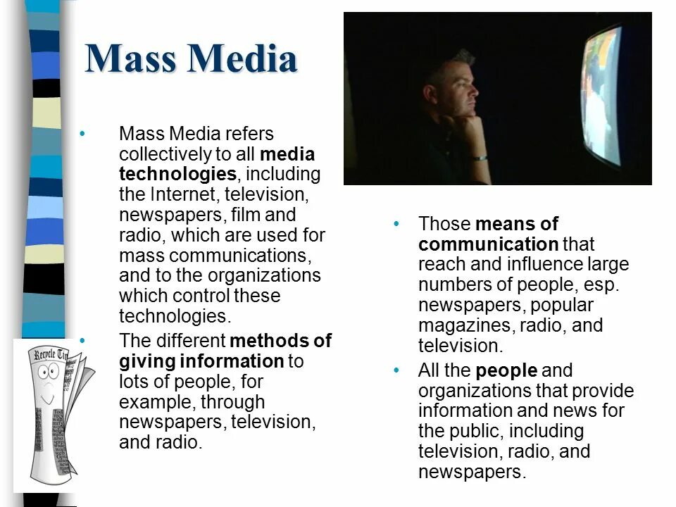 Television and newspapers. Средства массовой информации на английском языке. Информация про СМИ на английском. Новости средства массовой информации на английском языке. Топик масс Медиа на английском.