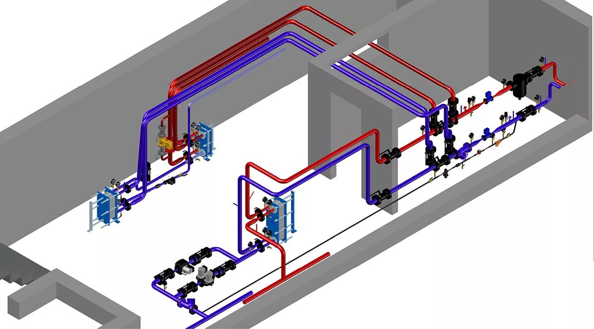 Проектирование и монтирование систем отопления. БТП отопления с 2 теплообменниками. Проектирование водопровода в Revit. Проектирование узел регулирования отопления. Отопительная система тепловей