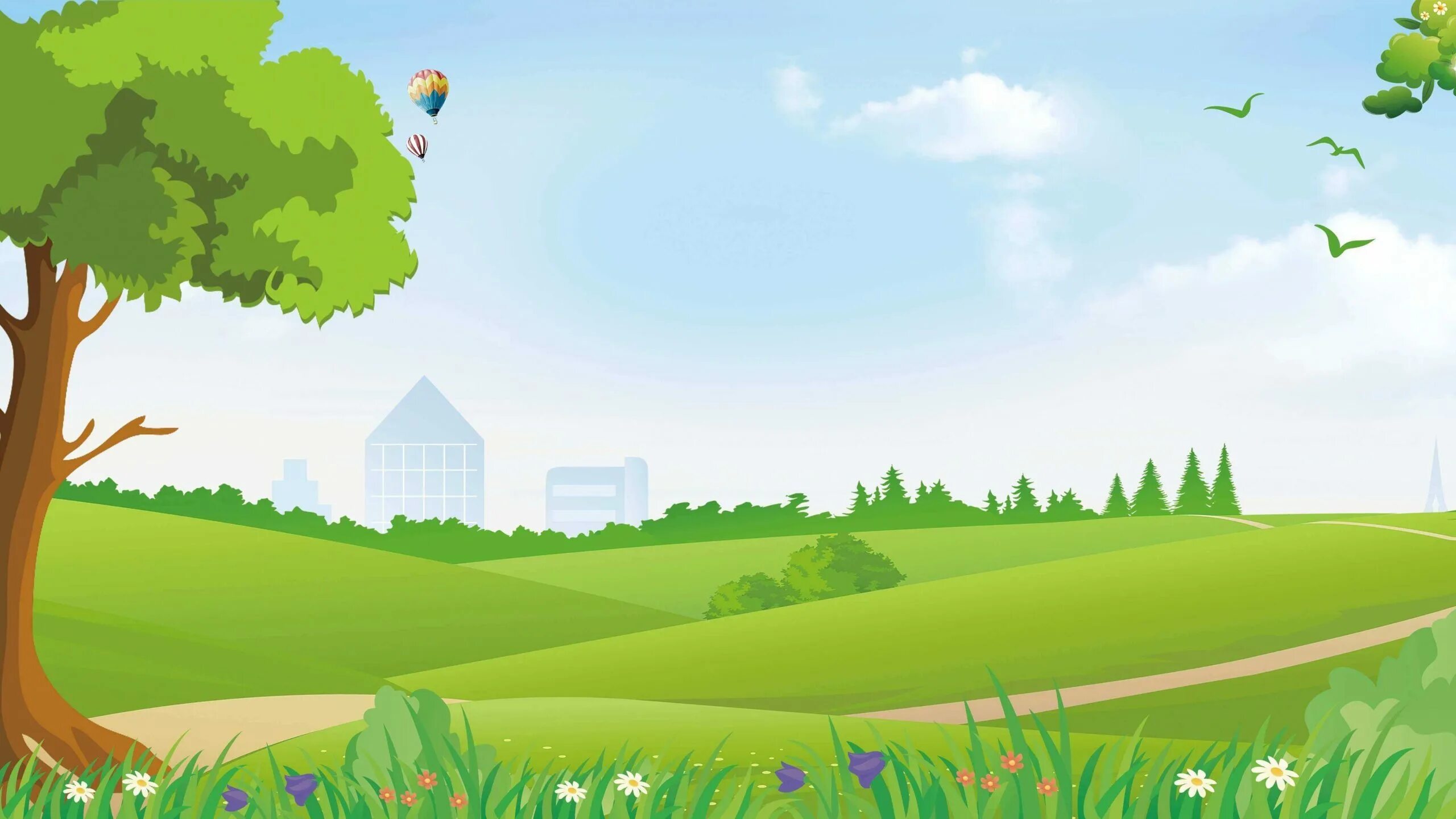 Поляна с радугой. Поляна радуга вектор. Фон природа мультяшная. Сказочная тропинка. Детский пейзаж.