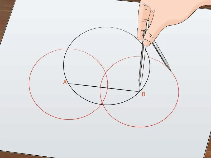 Начертить три окружности. Нахождение центра круга. Циркуль чертит круг. Как найти центр круга. Центр окружности циркулем.
