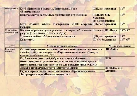 План октябрь 2022