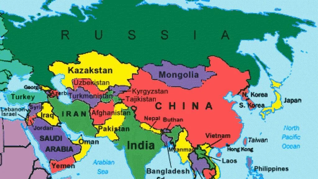 Китай Страна на карте. Политическая карта Азии со странами. Политическая карта России и Китая.
