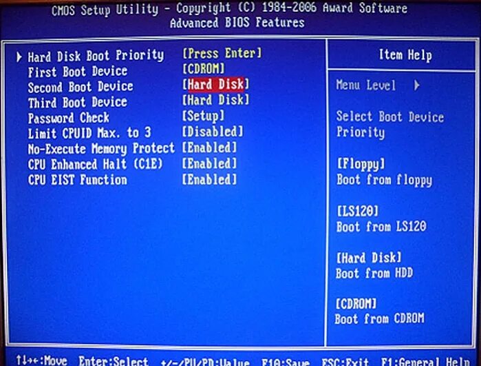 Биос загрузка винды. Биос 2006. hdd s1 в биосе. жёсткий диск в биосе виндовс 10. eist в биосе что это.
