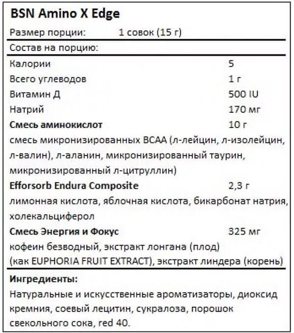 Состав х. Bsn amino x состав. аминокислоты бсн амино х. bcaa bsn amino x состав. bsn amino x edge 420 грамм.