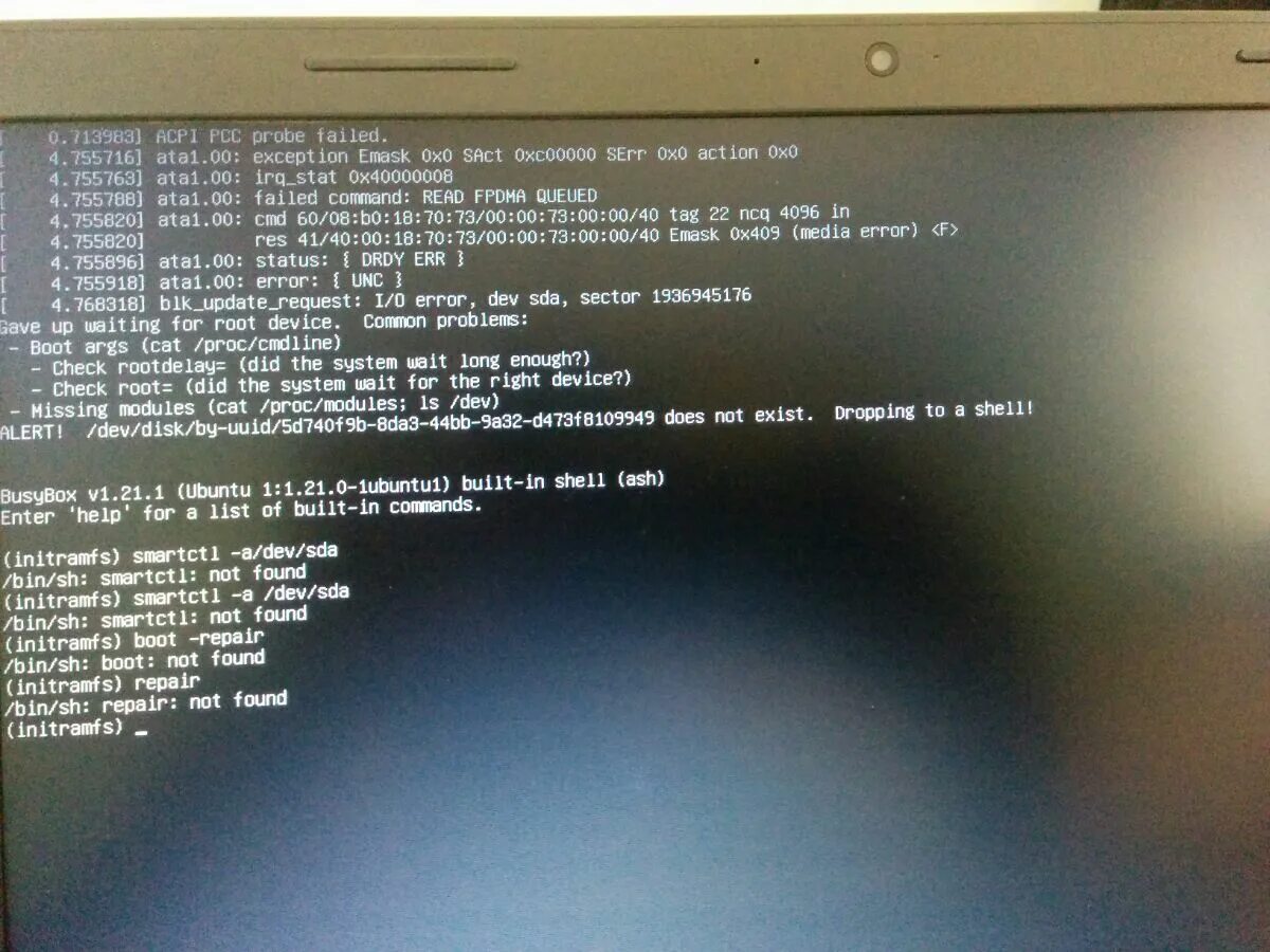 BIOS Error в Ubuntu. Крышка acpi. При загрузке Linux failed. Ошибка убунту. Probing failed