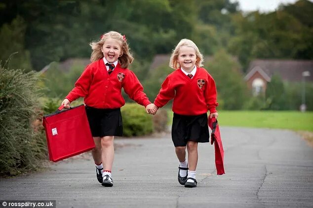 Girl Walking to School. Starting School. Family Luxury girl School. School girl walk. Two sisters school