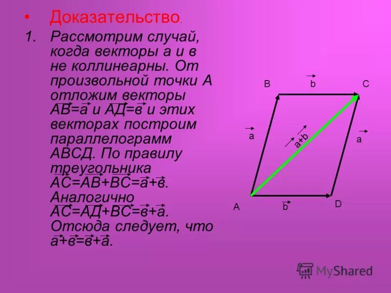 Начертите параллелограмм авсд укажите на чертеже вектор равный вектору ав и вект