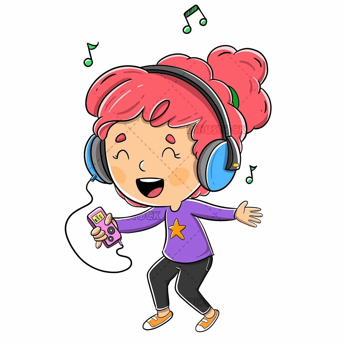 She is listening music