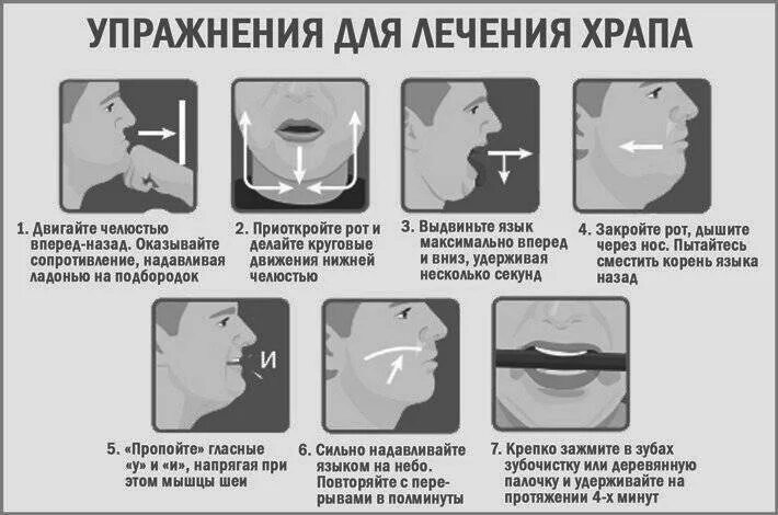 Можно ли избавиться от храпа. Упражнения для носоглотки от храпа. упражнения против храпа для мужчин. упражнения против храпа во сне. упражнения при храпе.