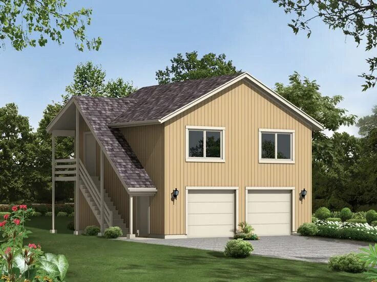 Plan 68461VR: Modern Carriage House Plan with Sun Deck Garage house plans, Carri