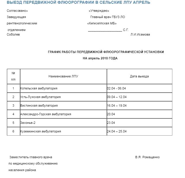 График выездных мероприятий - ГБУЗ "Сахалинский областной врачебно-физкультурный