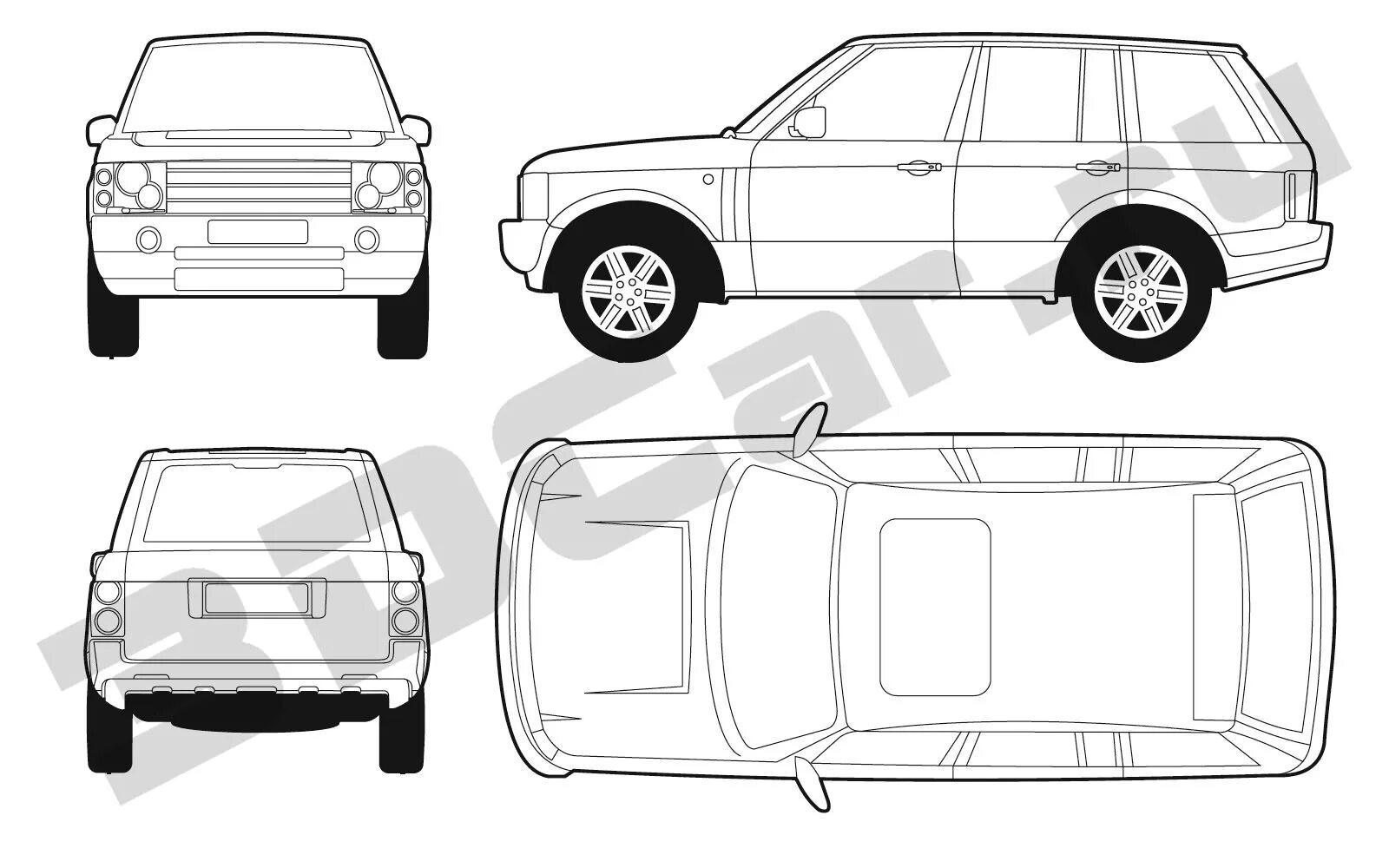 Размер рендж ровер спорт. Габариты Рендж Ровер Вог. Range Rover l322 габариты. Рейдж Ровер 2006 габариты. Range Rover Sport 2006 чертежи.