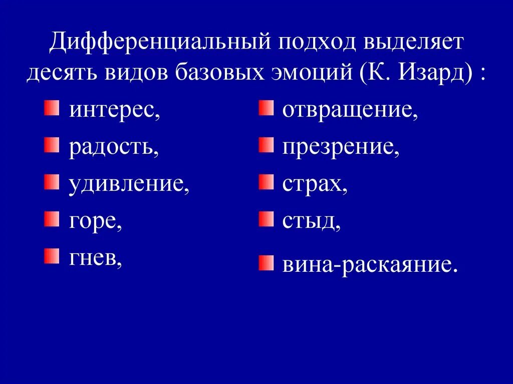 Дифференциальные эмоции изарда. Дифференциальные эмоции изарда