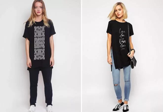 Удлиненная футболка женская. Длинная мужская футболка на девушке. Удлиненные футболки с джинсами женские. Белая футболка с джинсами. Широкие футболки оверсайз.