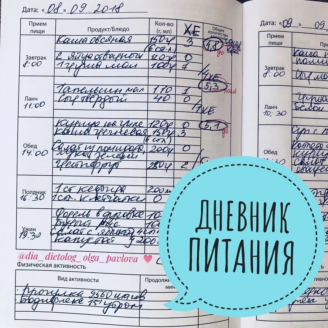 Дневник питания. Дневник питания для эндокринолога. Дневник питания ГСД. Дневник питания для диабетиков. Практика ведения дневника