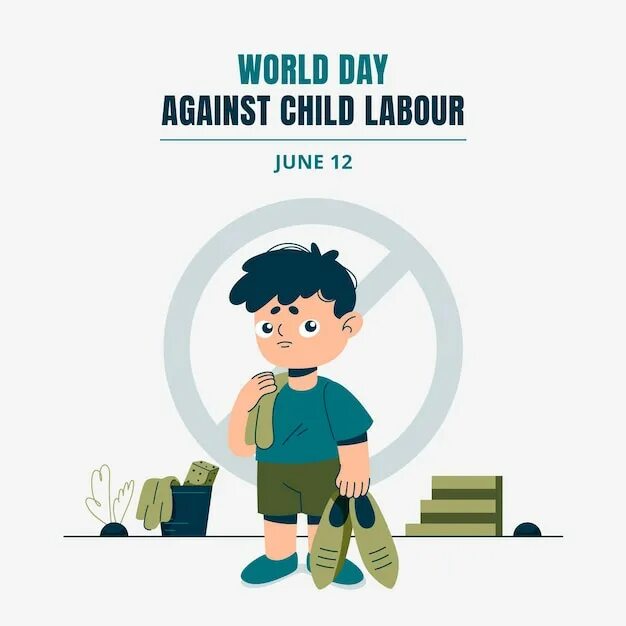 Against the day. World Day against child Labour. International Day against child Labour. Child Labour illustration. Child Labour vector.