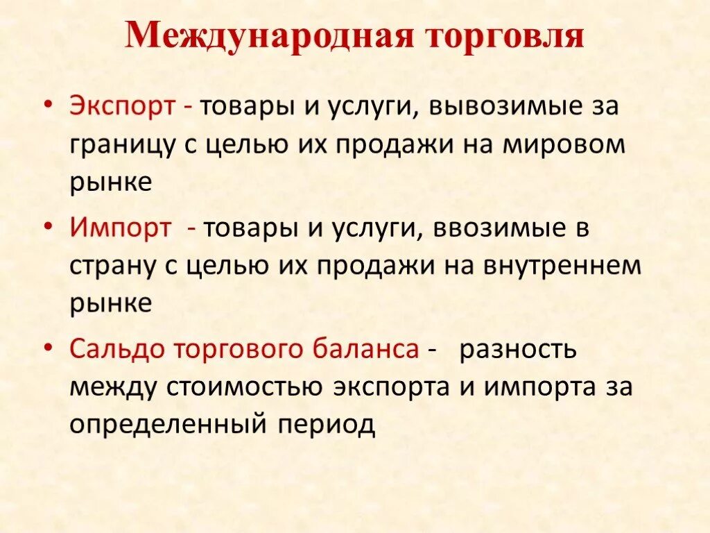 Международная торговля это