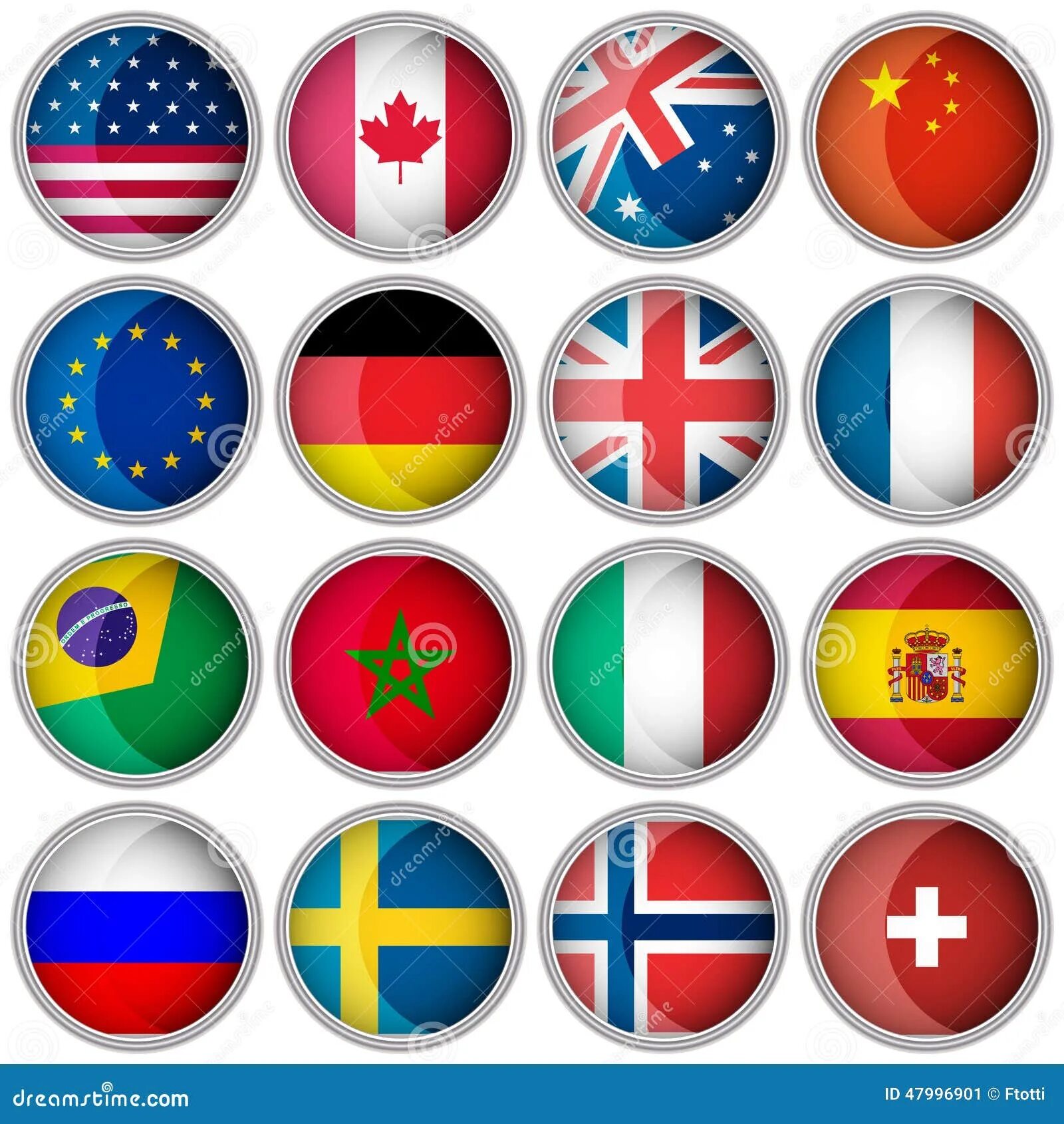 Круглые флаги стран. Значки стран. Все страны круги