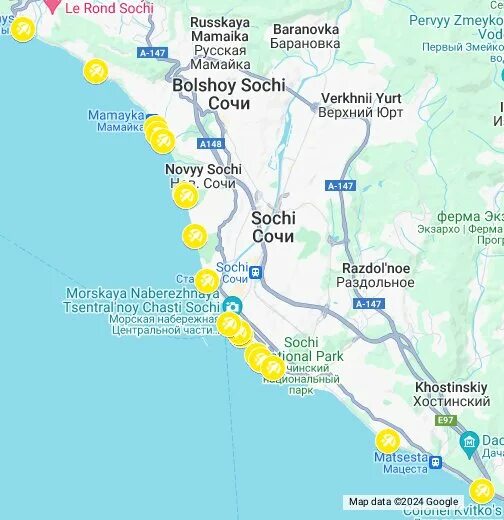 Большой сочи карта побережья. Берег сочи на карте. Берег сочи на карте. Карта большоо сочи. Карта побережья от сочи до адлера.