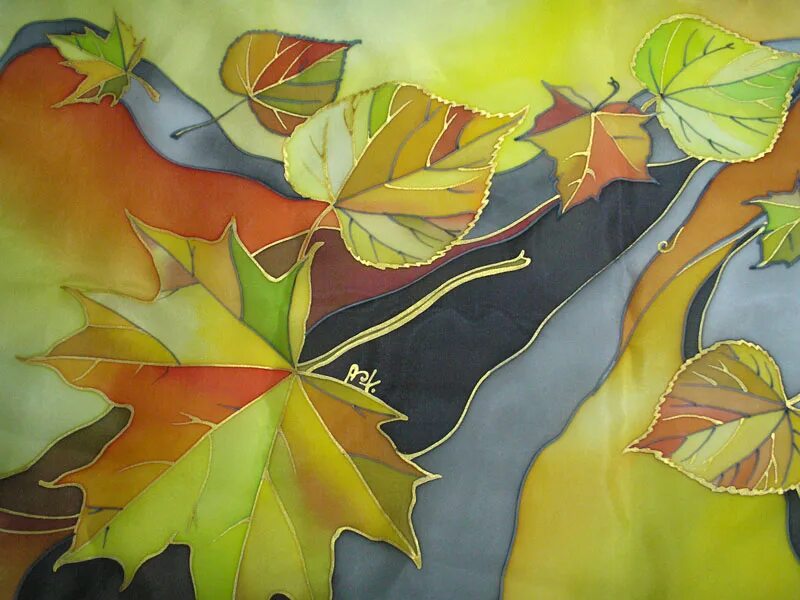 Батик "осенняя симфония". Лоза винограда батик. Батик листья. Батик осень. Горячий батик листья осенние.